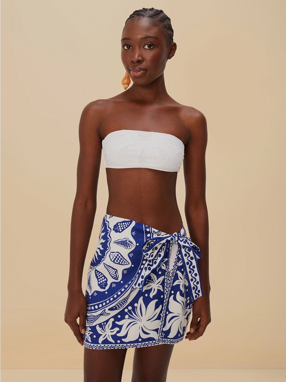 FARM Rio Blue & White Ocean Scarf Mini Skirt (NWT) - Picture 2 of 13
